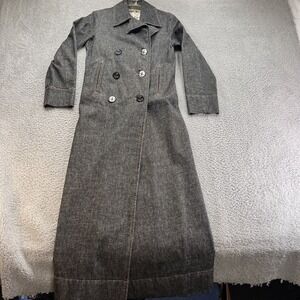 R L polo Jean Co Trench Coat Denim Duster Long Small Black Pockets Button